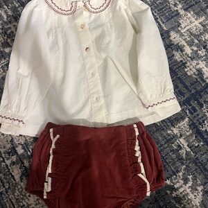 White and Red Kids Blouse and Bloomers Set
